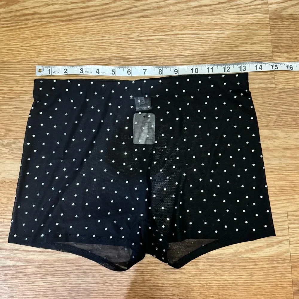 NWT Bear Dance Black Mesh Rhinestone Shorts - Picture 5 of 7